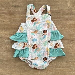 Angel Dear Baby Girl Bamboo Ruffle Sunsuit Mermaids 0-3 3-6 12-18 18-24 months